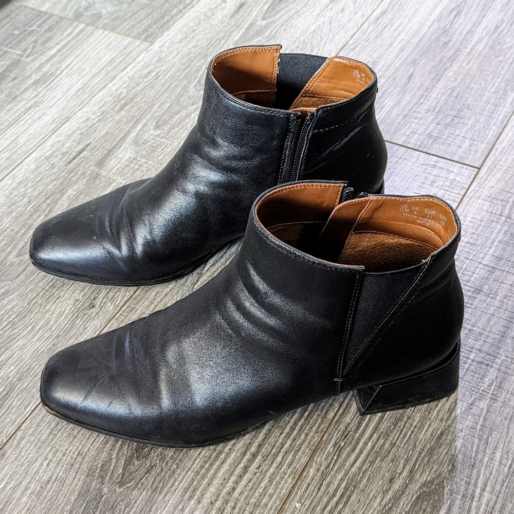 Franco Sarto Leather Booties - Black